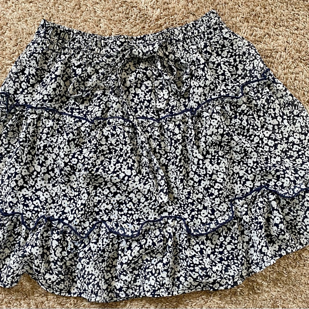 Floral Black and White Skirt